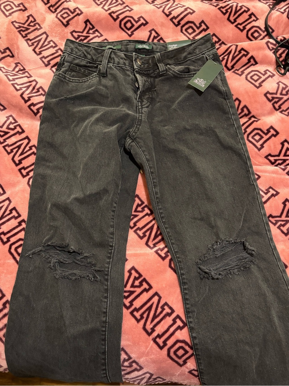 wild fable Black Distressed Straight Leg Jeans